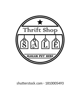 Thrift Shop Logo Vector With SALE Tag For Thrift Shop.