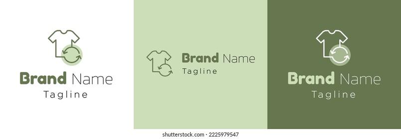 Juego de diseño de logotipo de ropa de trineo, símbolo de ropa de segunda mano, concepto de emblema textil reciclable, donación de mercancías logotipo comercial editable, marca de moda reutilizable, aislado en segundo plano