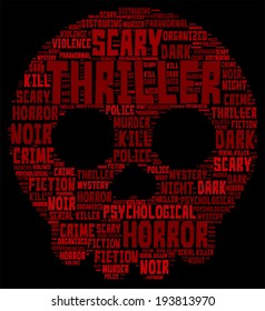 Thriller Concept Word Cloud - Skull Shaped