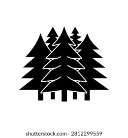 Thriving Forest icon featuring a dense and healthy woodland ecosystem with multiple tree layers. Represents biodiversity, environmental conservation, sustainability, natural resources, and ecological balance. Ideal for ESG projects, environmental organizations, nature branding, and conservation campaigns.