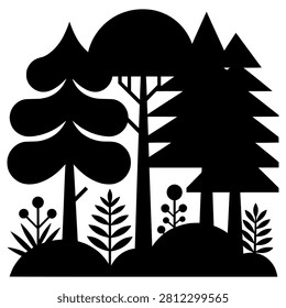 Thriving Forest icon featuring a dense and healthy woodland ecosystem with multiple tree layers. Represents biodiversity, environmental conservation, sustainability, natural resources, and ecological balance. Ideal for ESG projects, environmental organizations, nature branding, and conservation campaigns.