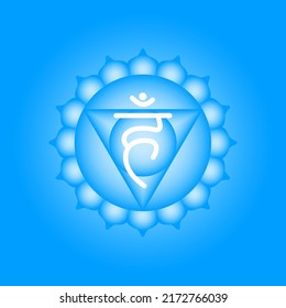 Throat Chakra, 5th Chakra, Visuddha,glowing digital illustration on coloured background