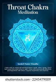 Throat Chakra Meditation poster Design-Vector illustration