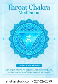 Throat Chakra Meditation poster Design-Vector illustration