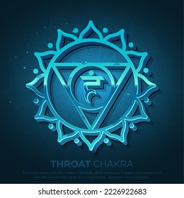 Throat Chakra (Vishuddha) 3D Symbol Design- vector illustration