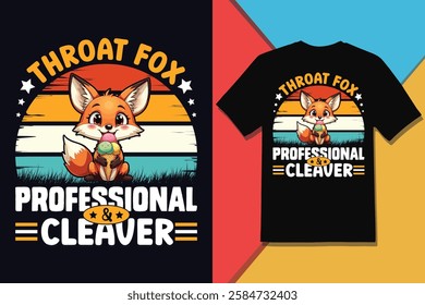 THROAT FOX PROFESSIONAL And CLEAVER T-Shirt Design, Fox Lover Design for POD