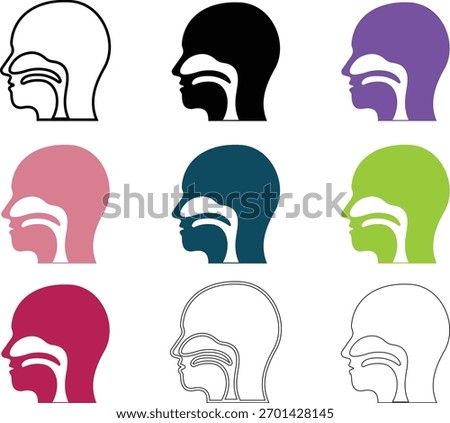 Throat Icon set represents human health, medical care. This premium vector concept focuses on the throat area, depicting the neck and respiratory system as a symbol of voice, breathing, and wellness.