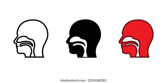 Throat icon vector. Oral cavity, pharynx, esophageal organs icon symbol in line and flat style. Medicals care icon vector