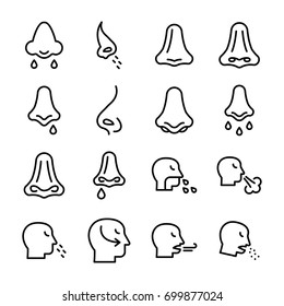 Throat Line Vector Icons Set