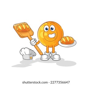 the throat lozenges baker with bread. cartoon mascot vector