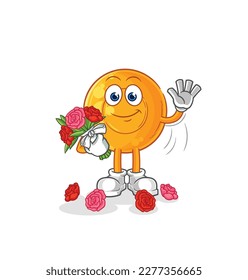 the throat lozenges with bouquet mascot. cartoon vector