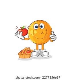 throat lozenges eating an apple illustration. character vector