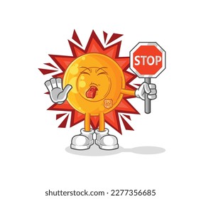 the throat lozenges holding stop sign. cartoon mascot vector