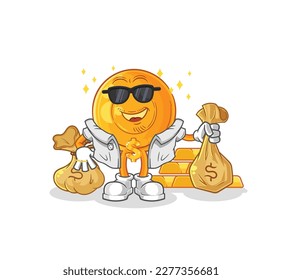 the throat lozenges rich character. cartoon mascot vector