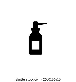 Throat Medical Spray, Oral Inhaler. Flat Vector Icon illustration. Simple black symbol on white background. Throat Medical Spray, Oral Inhaler sign design template for web and mobile UI element.