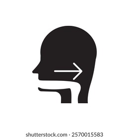 Throat oral mouth icon black and white vector outline sign