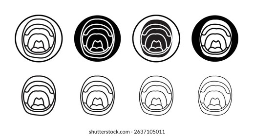 Throat oral mouth icon Black line art vector logo set