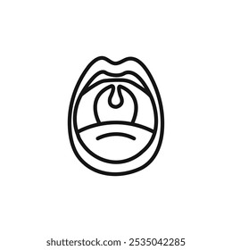 Throat oral mouth icon Isolated flat vector in outline