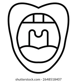Ícone oral da boca da garganta Contorno isolado logotipo marca