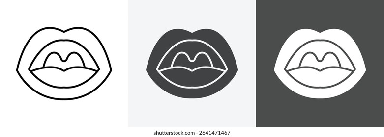 Throat oral mouth icon set vector art