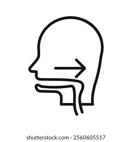 Throat oral mouth icon vector line logo art