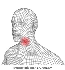 
Rachenschmerzen der Wireframe-menschlichen Vektorgrafik