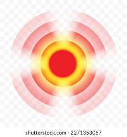 Throat pain or joint pain target red circle vector icon, pain localization spot of sore hurt and ache of toothache, stomach pain and headache