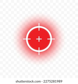 Throat pain or joint pain target red circle vector icon, pain localization spot of sore hurt and ache of toothache, stomach pain and headache