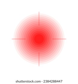 Throat pain or joint pain target red circle vector icon, pain localization spot of sore hurt and ache of toothache, stomach pain and headache