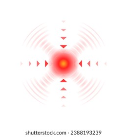 Throat pain or joint pain target red circle vector icon, pain localization spot of sore hurt and ache of toothache