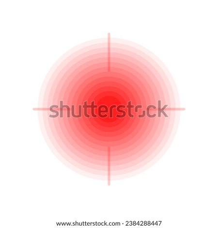 Throat pain or joint pain target red circle vector icon, pain localization spot of sore hurt and ache of toothache, stomach pain and headache