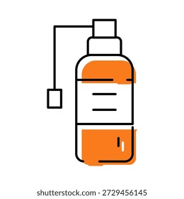 Icono de botella de aerosol de garganta que representa la medicina oral y el alivio respiratorio para la atención médica, farmacia, alivio de síntomas, dolor de garganta, tos, prevención del resfriado y conceptos de productos de bienestar