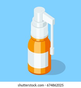 Throat Spray Bottle. Isometric vector illustration