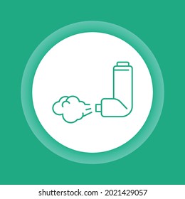 Throat spray color button icon. Pharmaceutical drug. Asthma inhaler. Pictogram for web page, mobile app, promo. 