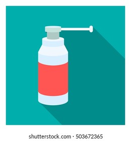 Throat spray icon in flat style isolated on white background. Medicine and hospital symbol stock vector illustration.