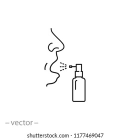 throat spray icon, linear sign isolated on white background - editable vector illustration eps10