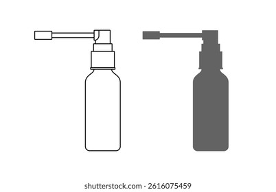 Throat spray icon outline and silhouette. Medicine mouth health and medical care. Oral bottle fluid for cure and human therapy dosage. Nasal vector inhaler drug treatment.