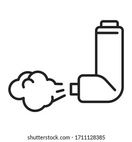 Throat spray line black icon. Pharmaceutical drug. Asthma inhaler. Pictogram for web page, mobile app, promo. 