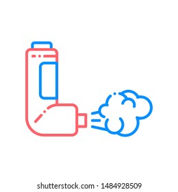 Throat spray line color icon. Asthma inhaler. First aid. Lung disease treatment. Sign for web page, mobile app, button, logo. Vector isolated element. Editable stroke.