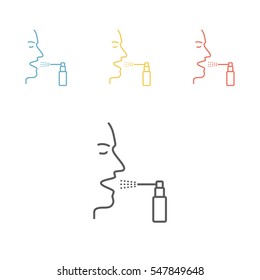 Throat spray. Line icon. Vector sign.