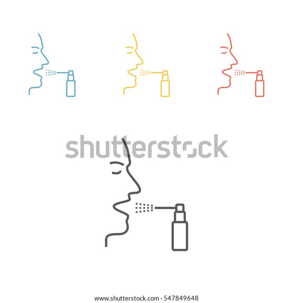 Throat spray. Line icon.\
Vector sign.