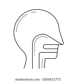 Throat vector line icon isolated on white background. Throat line icon for infographic, website or app. Icon designed on a grid system.