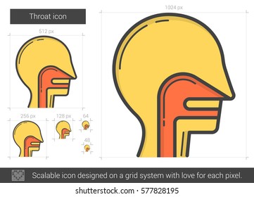 Throat vector line icon isolated on white background. Throat line icon for infographic, website or app. Scalable icon designed on a grid system.