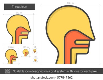 Throat vector line icon isolated on white background. Throat line icon for infographic, website or app. Scalable icon designed on a grid system.