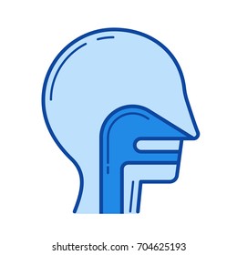 Throat vector line icon isolated on white background. Throat line icon for infographic, website or app. Blue icon designed on a grid system.