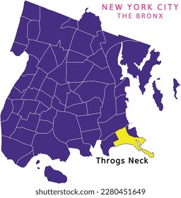 Throgs Neck neighborhood location on map of The Bronx, New York City