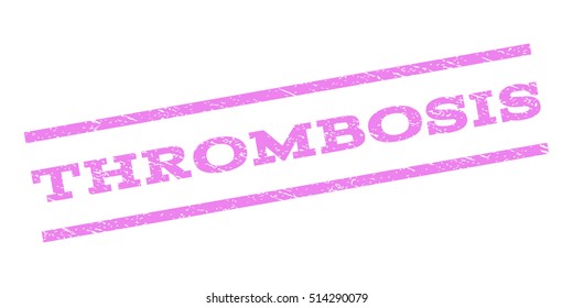 Thrombosis watermark stamp. Text tag between parallel lines with grunge design style. Rubber seal stamp with unclean texture. Vector violet color ink imprint on a white background.