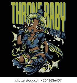 Throne Baby Yellow Girls in y2k Series Illustration