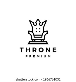 Throne Crown King Logo Vector Icon Illustration