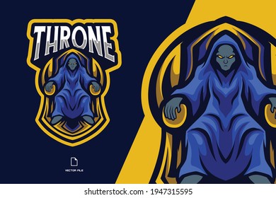 throne crown king mascot logo illustration